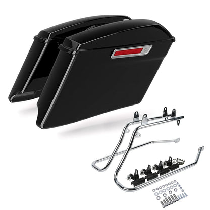 Hard Saddlebags 4" & Conversion Brackets for Harley Softail 1984-2017