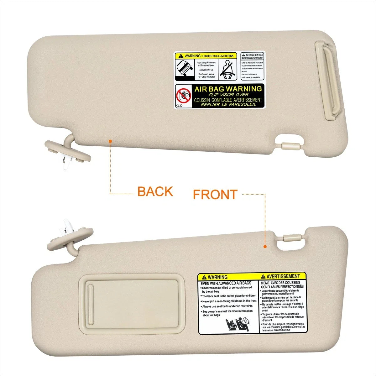 OE Style Beige Left Driver Side Sun Visor for Highlander 2008–2013