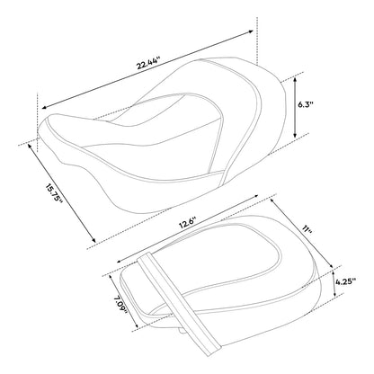 Gel Seat Set for Harley Electra Glide, Street Glide (2009–2023) - Black Red