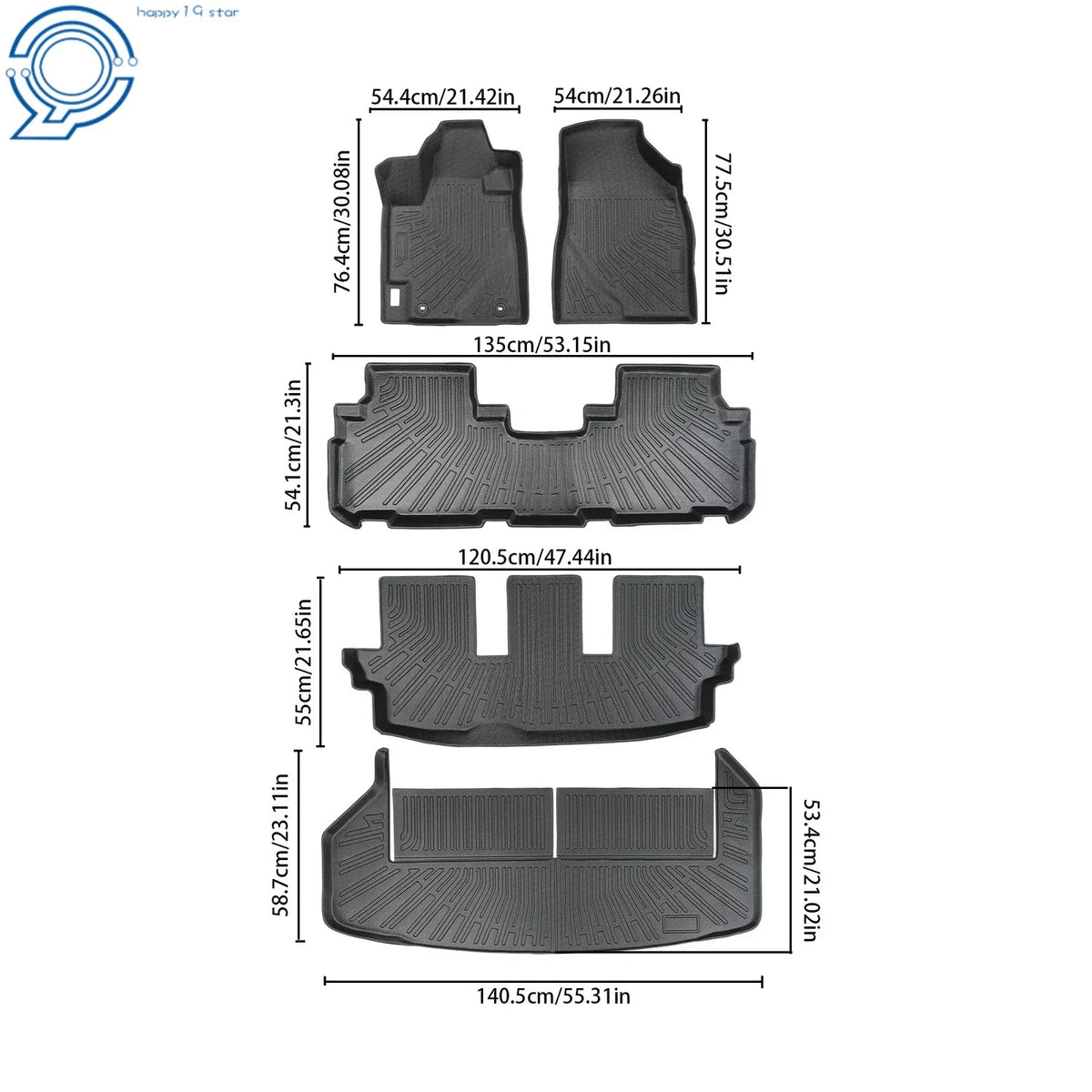 Set of 4 All Weather Black Floor Mats for Toyota Highlander (2008–2013)