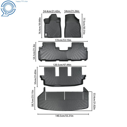 Set of 4 All Weather Black Floor Mats for Toyota Highlander (2008–2013)
