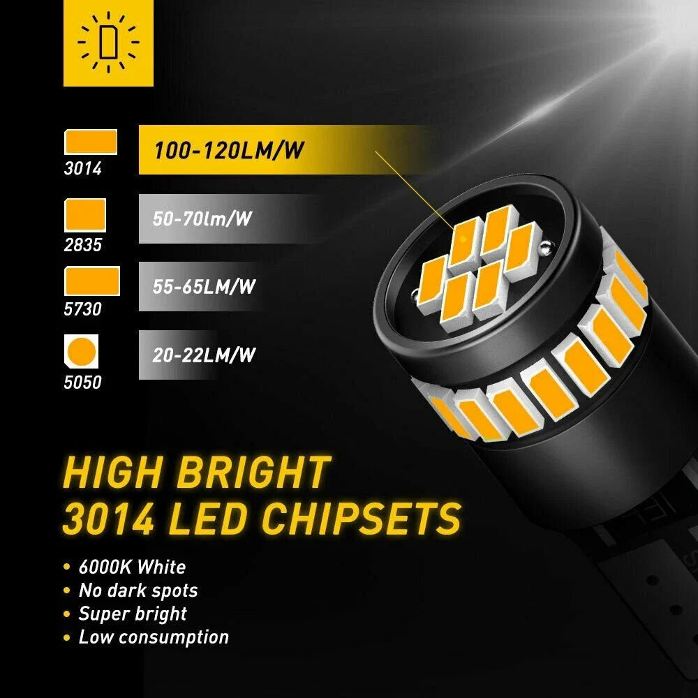 Amber 2X T10 168 2825 LED License Plate Side Marker Light Bulbs