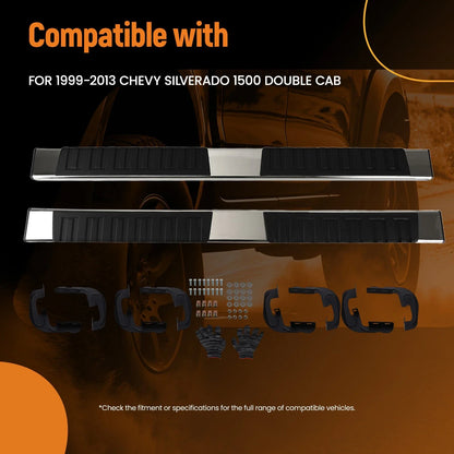 Black Side Step Bars for Silverado 1500 Double Cab (1999-2013) Chevy