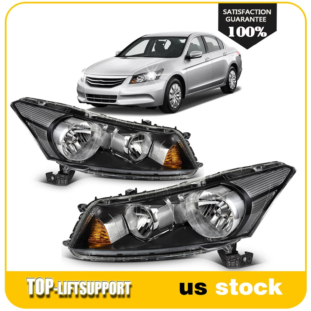 2X Headlight Assembly for Honda Accord (2008–2012)