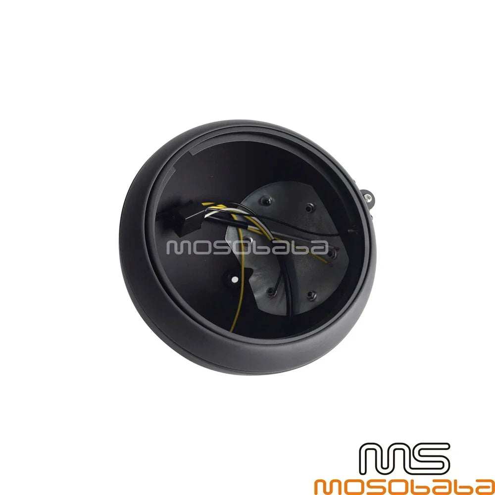 7" Black Round Headlight Housing for Harley Chopper Motorcycles