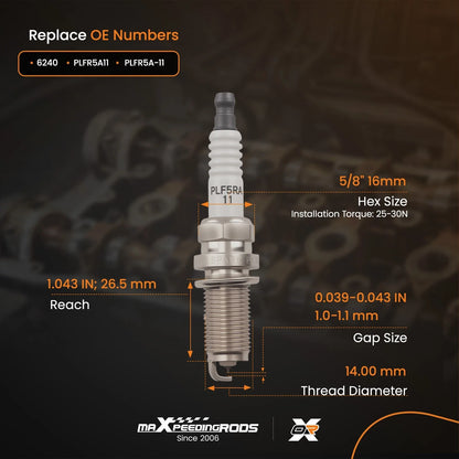 Iridium Spark Plugs Set of 6 for FX45 2003-2008 & Armada 2004-2015