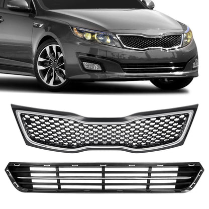 Bumper Grille Grill Set (Upper & Lower) for Kia Optima 2014-2015