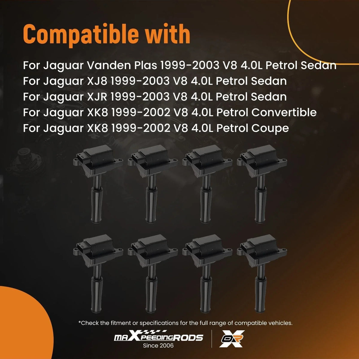 Set of 8 Ignition Coils for Jaguar XK8 Vanden Plas (1999–2002) UF415 C1323