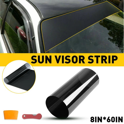 Black UV Shade Sun Visor Strip Tint for Car Windshield