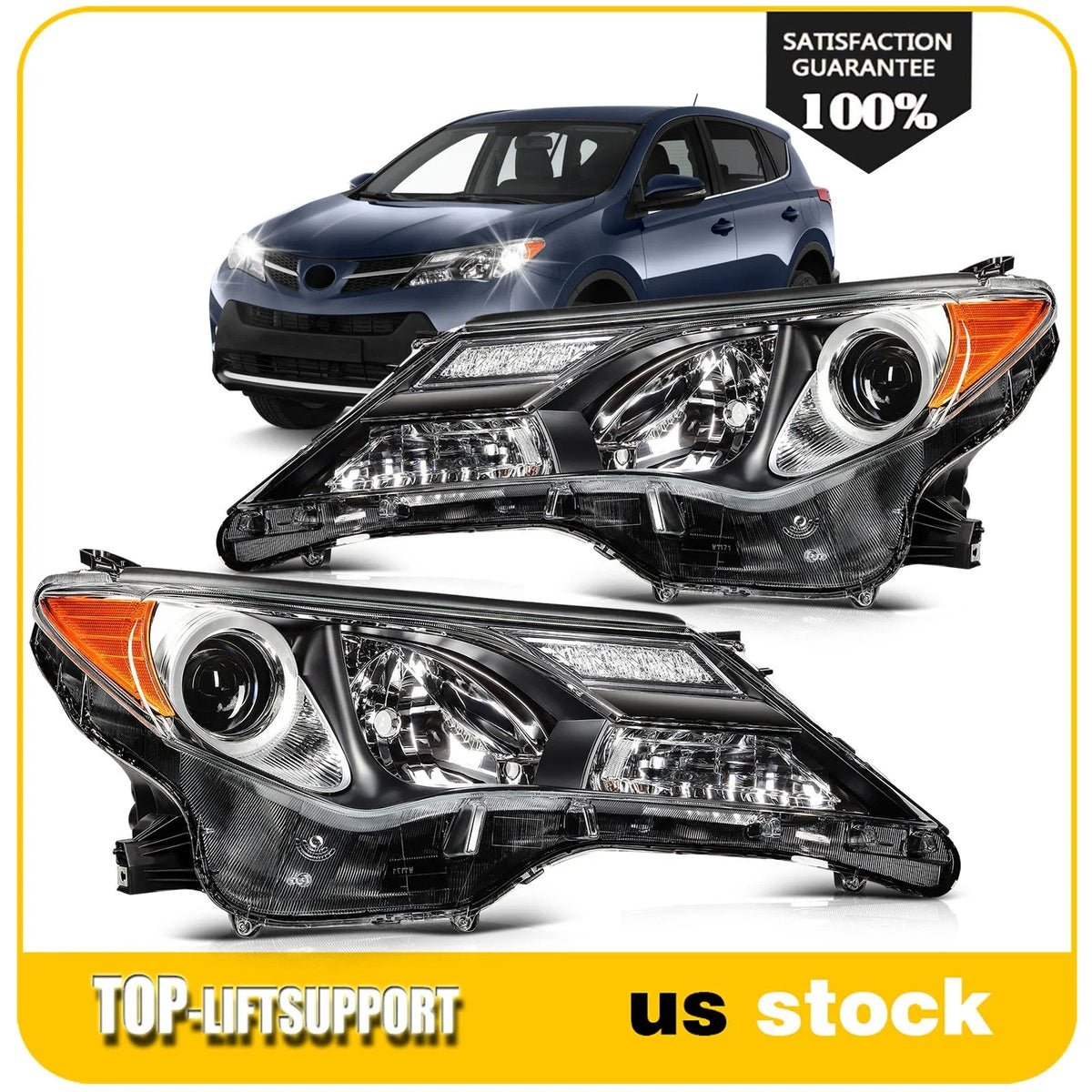 Headlight Assembly for Toyota RAV4 (2013–2015) Left + Right with Projector