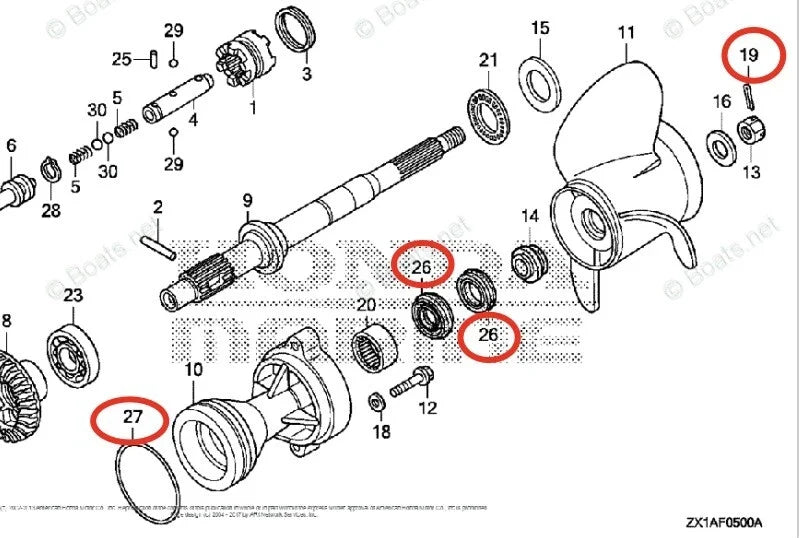 Lower Unit Seal Kit for Honda Marine Outboard BF115D BF150D BF175A BF200A BF225A (2001–2010)