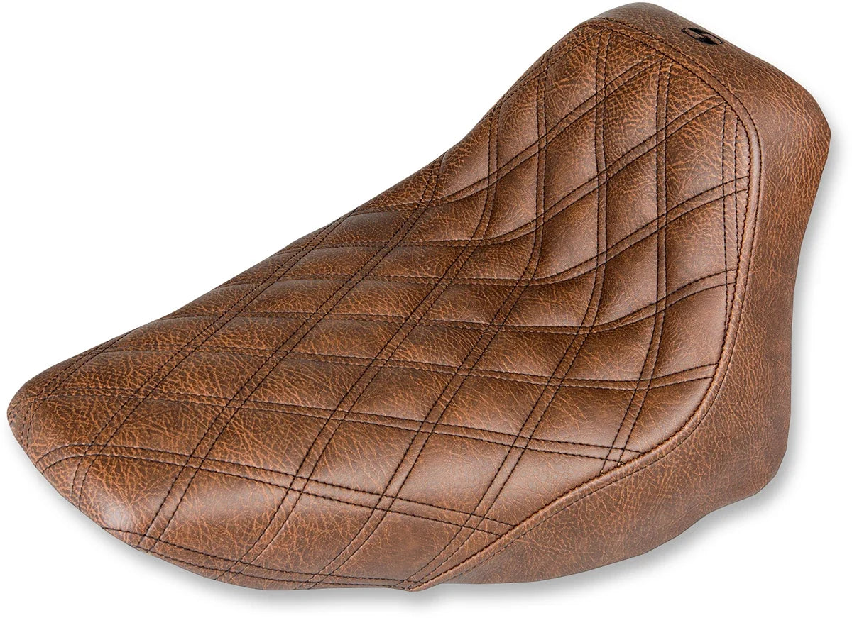 Saddlemen Renegade Solo Seat for Harley FLST (2006–2017) - Brown, Lattice Stitched