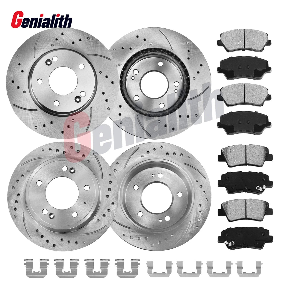 Drilled Rotors and Ceramic Pads Kit for Elantra Front & Rear 2011-2016