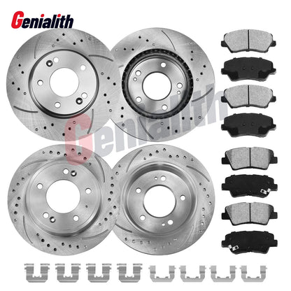 Drilled Rotors and Ceramic Pads Kit for Elantra Front & Rear 2011-2016
