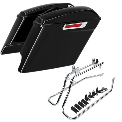 5" Stretched Saddle Bags with Bracket Kit for Harley Softail (1984-2017)