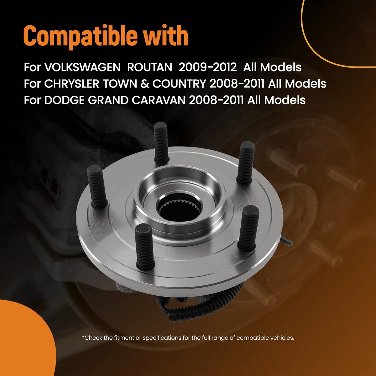 Front Wheel Hub & Bearing Pair for VW Routan (2009–2012) BR930688