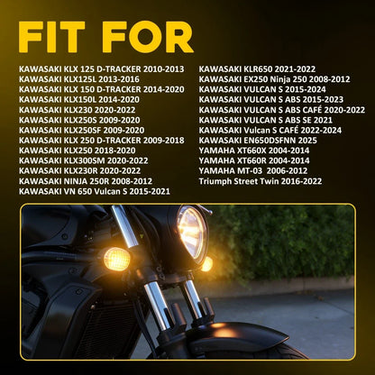 4X Clear Lens Amber Turn Signal Lights for Kawasaki KLX250 D-Tracker 2009-2018