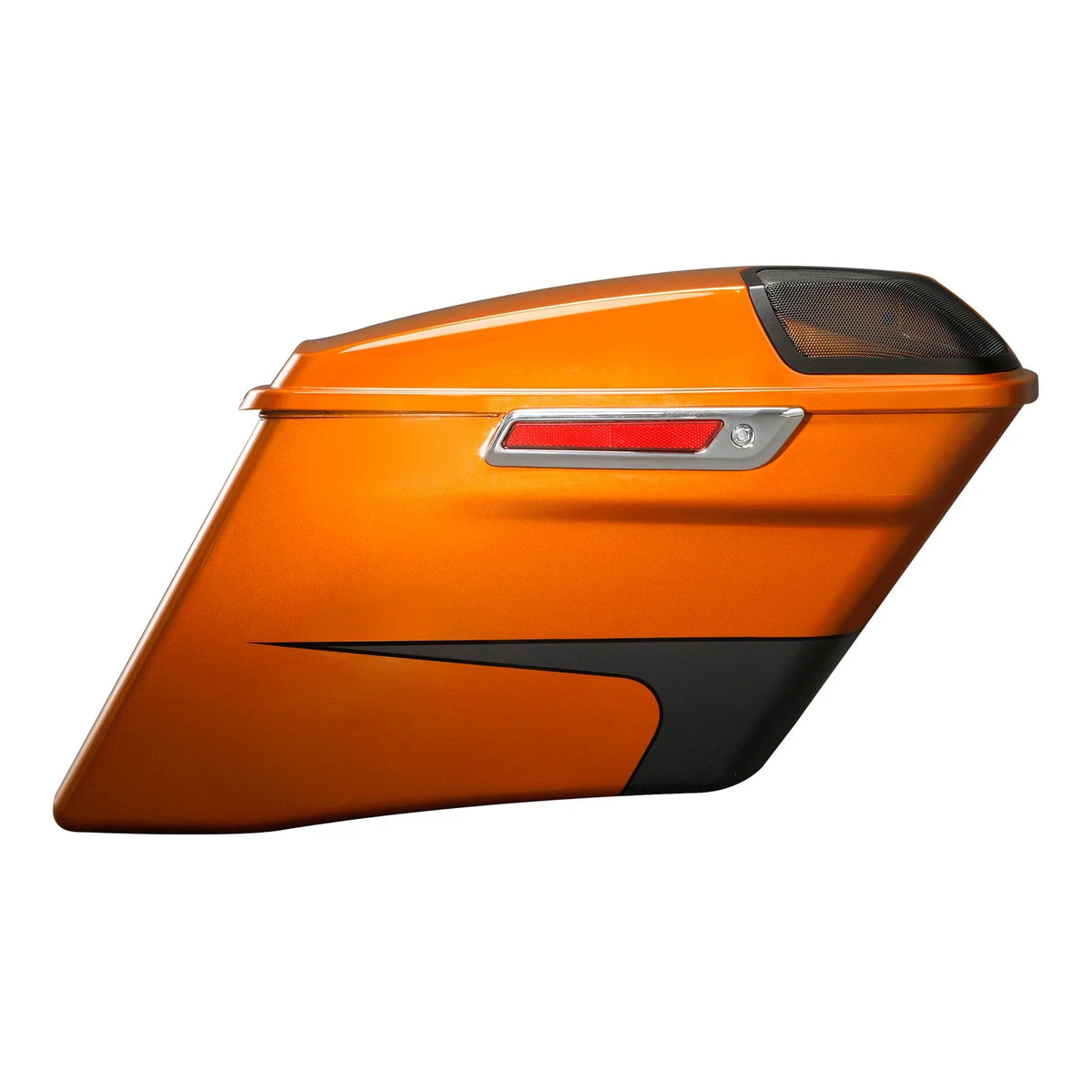 4" Stretched Saddlebags - Scorched Orange/Black Denim for 2014-2024 Harley