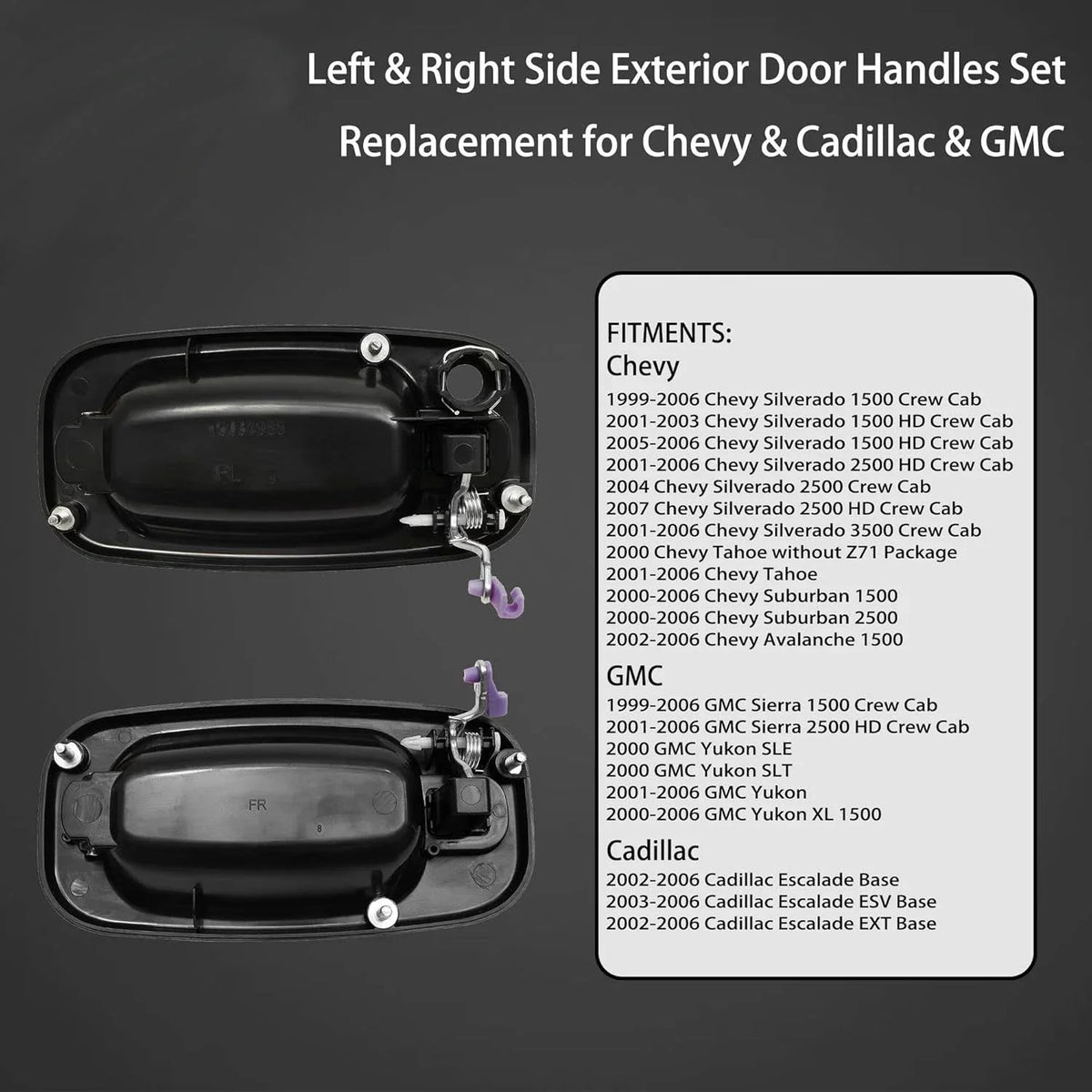 2X Exterior Door Handle for Chevy Silverado GMC Sierra Cadillac (1999–2007)