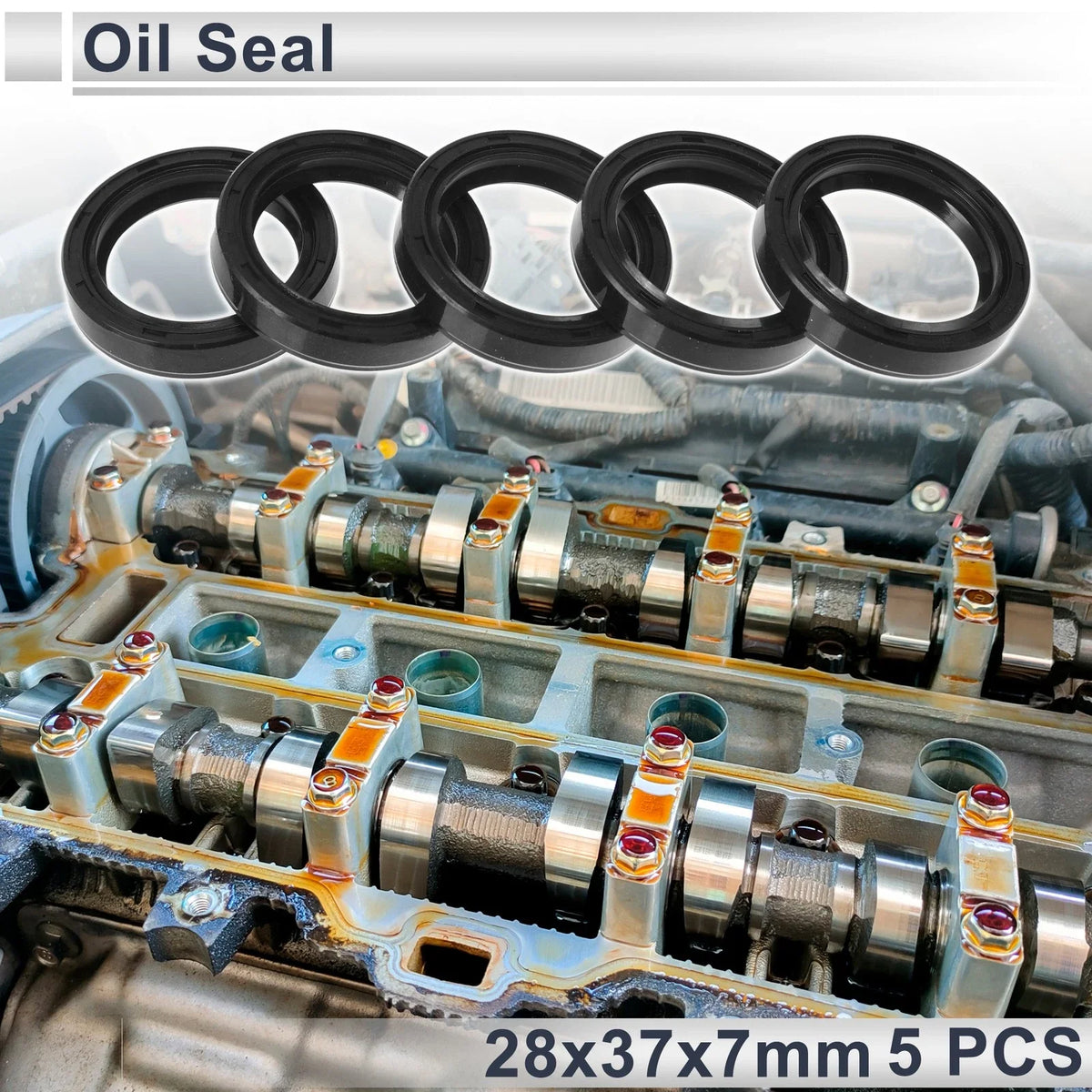 Set of 5 Oil Seal Rotary Shaft Seal TC Ring 28x37x7mm Nitrile Rubber