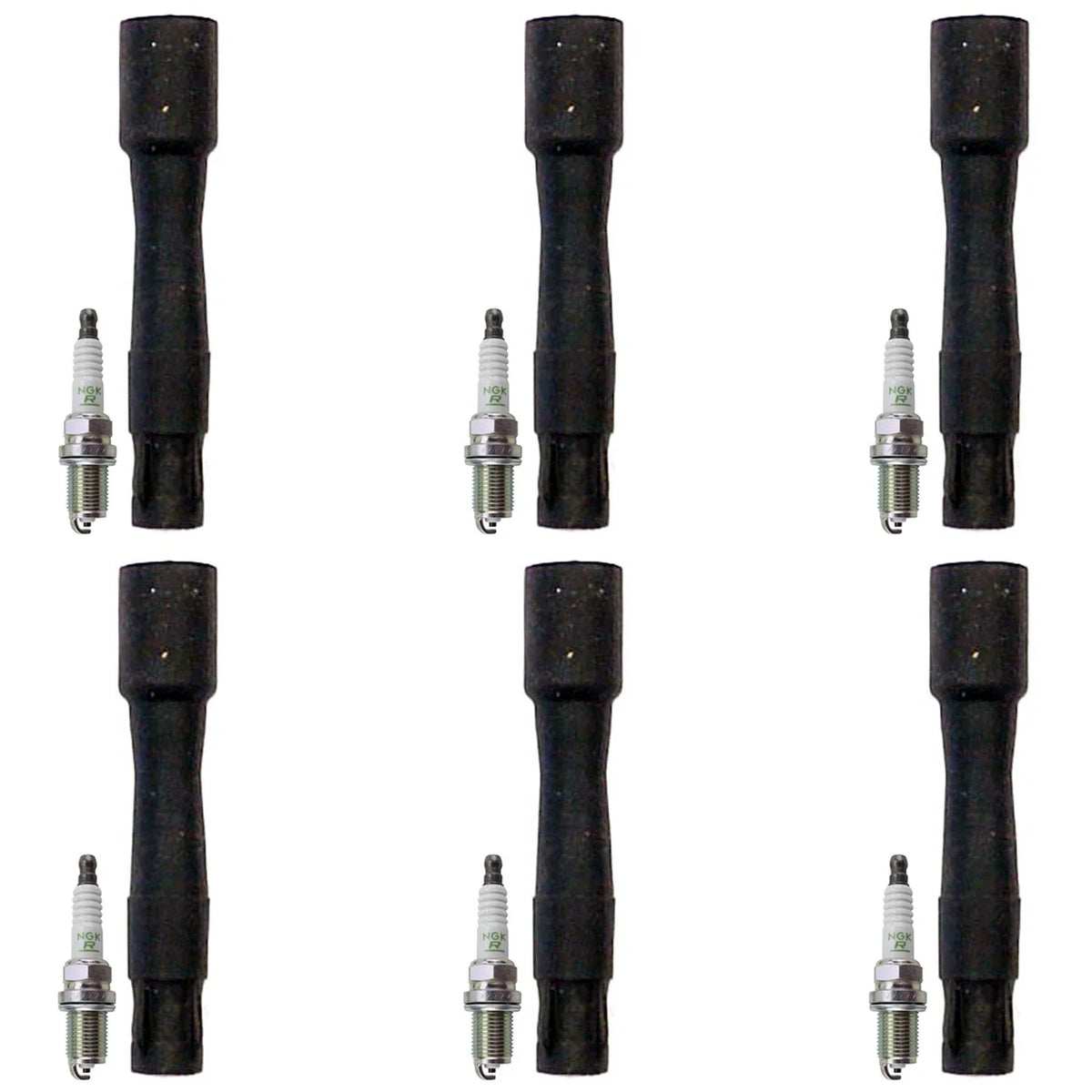 NGK 6 V-Power Spark Plugs & Denso Coil Boots Kit for BMW E34 E36 E39 E46 E53 (1990–2006)