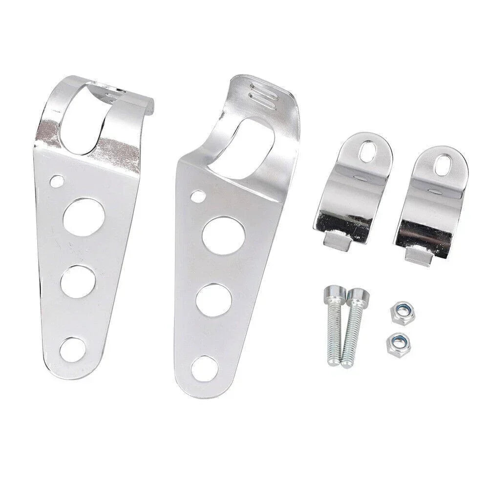 Headlight Brackets Fork Mount for Cafe Racer Bobber Chopper - Silver