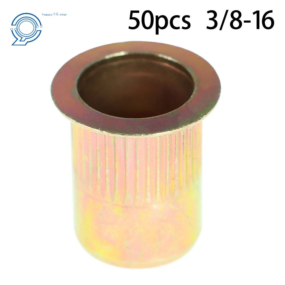 50Pcs Rivet Nut Kit for Universal Applications (3/8-16) Carbon Steel Zinc Plated