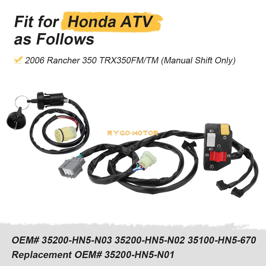 Handlebar Kill Switch & Key Switch Left for Honda Rancher 350 2006