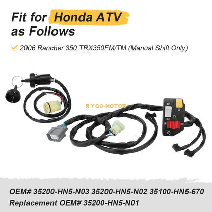 Handlebar Kill Switch & Key Switch Left for Honda Rancher 350 2006