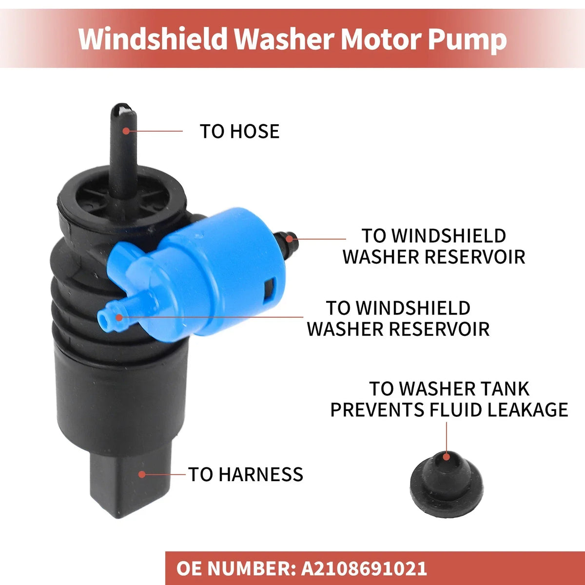 2003-2009 Mercedes-Benz E-Class Windshield Washer Pump & Grommet