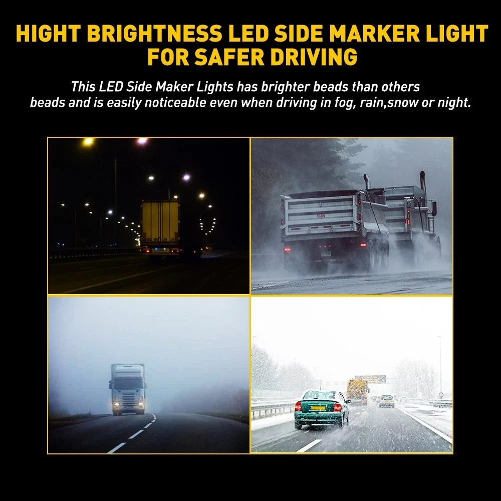 LED Red Side Marker Lights for Truck Trailer (12V)
