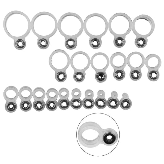 Set of 14 Silicone Fishing Rod Guide Wire Ceramic Ring Tip Repair Kit