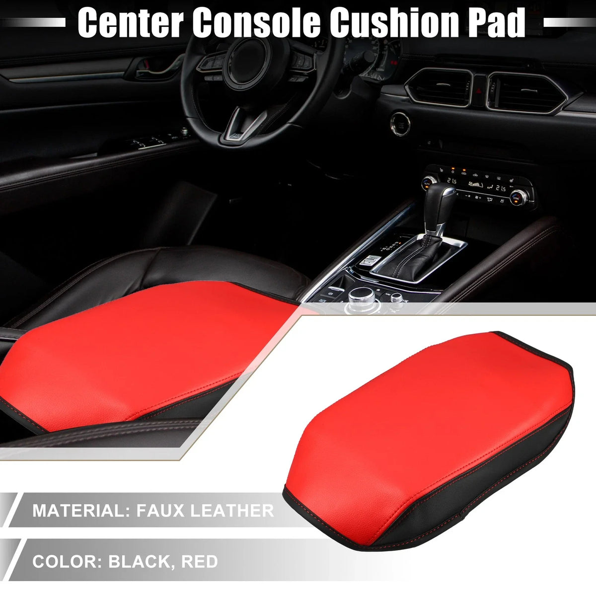 Center Console Armrest Cover for Mazda CX-5 (2017–2023) Black Red