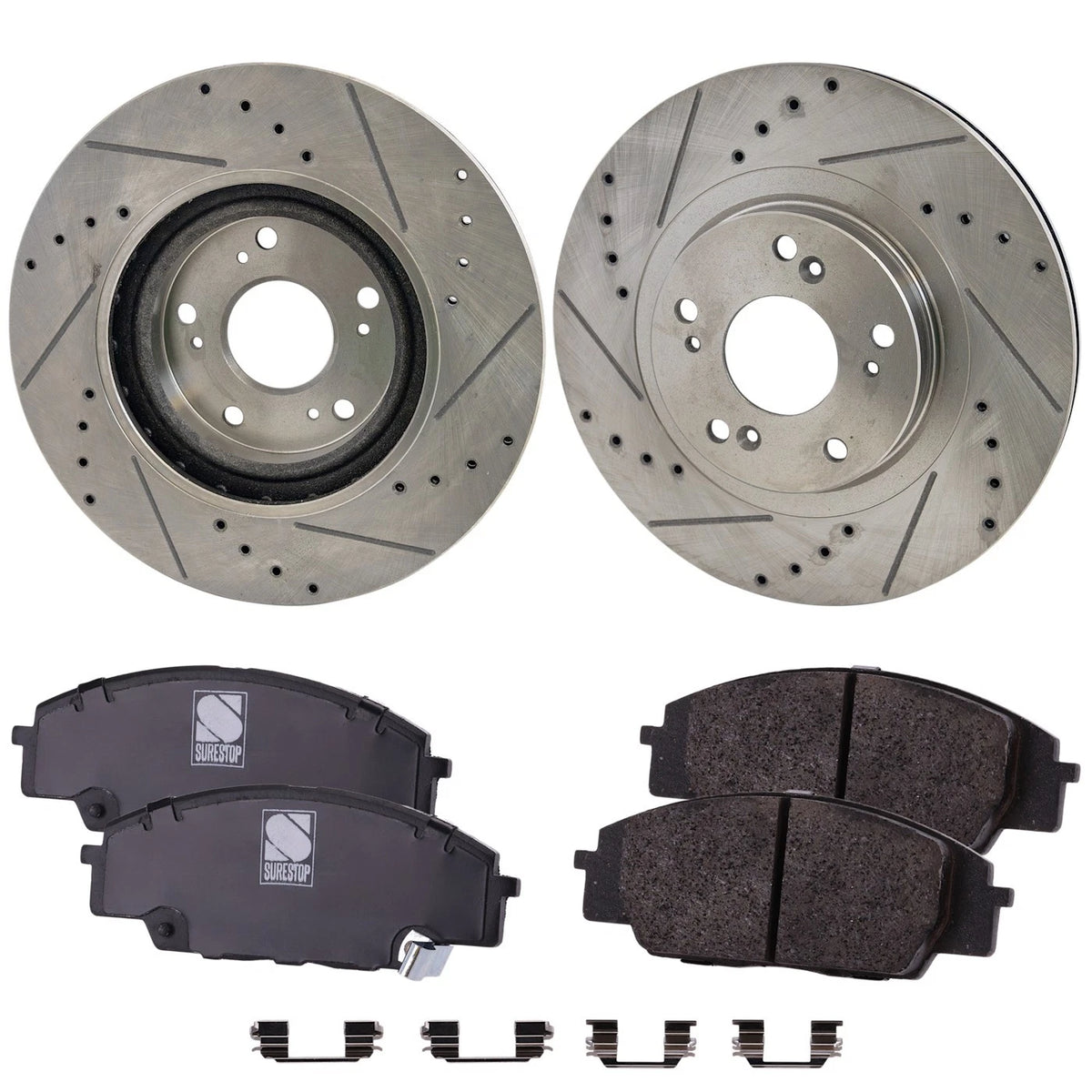 Brake Disc and Pad Kit for Honda Civic (2006–2011) Cross-drilled Slotted