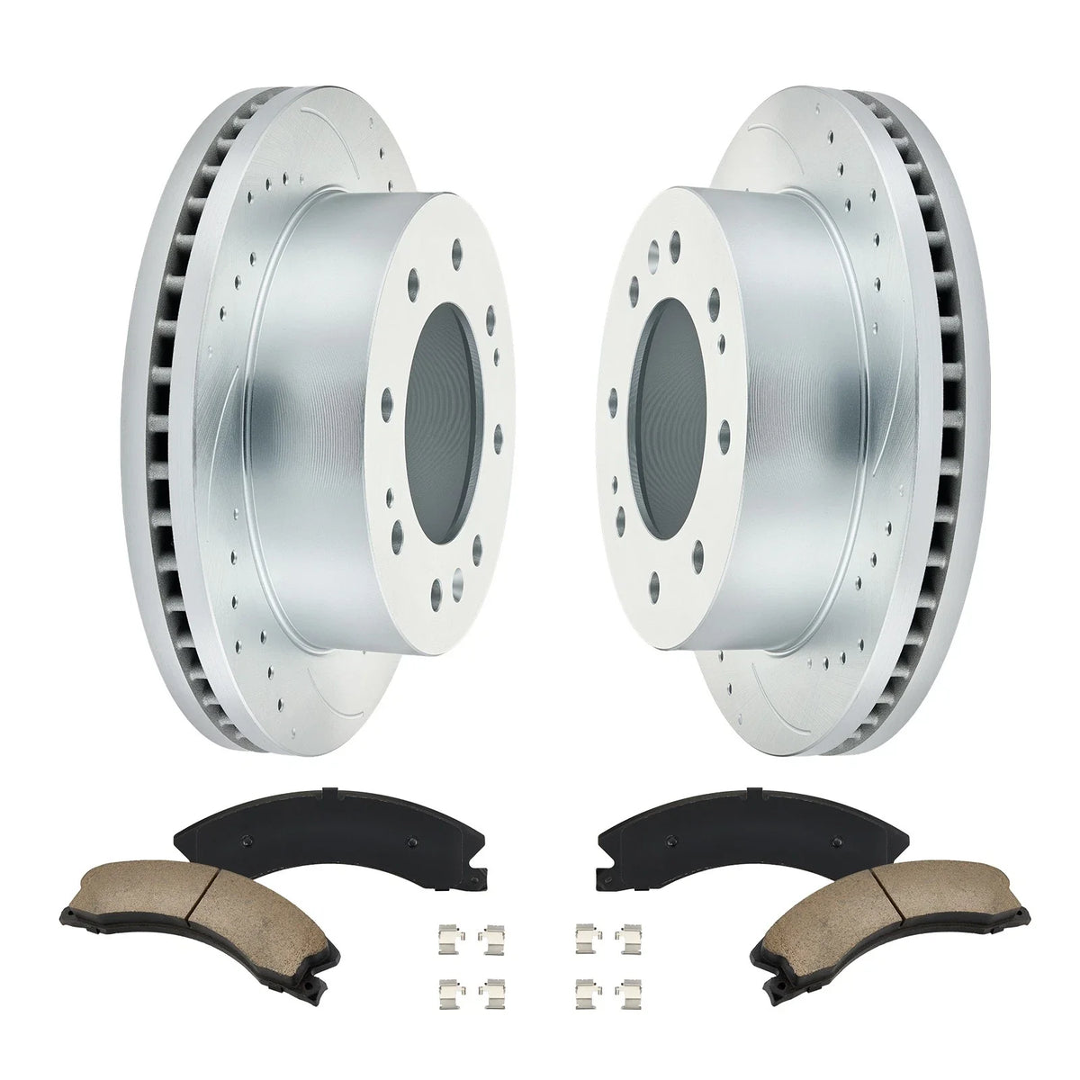 Front Drilled Rotors and Brake Pads Set for Chevrolet Silverado 2500 HD (2013–2016)