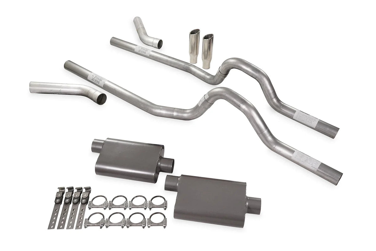 2 Chamber Dual Exhaust System 2.5" Corner Exit RC Tips for GM C/K 1981-1987