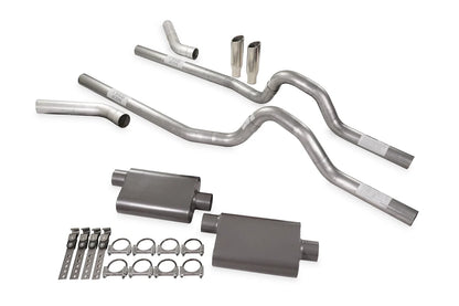 2 Chamber Dual Exhaust System 2.5" Corner Exit RC Tips for GM C/K 1981-1987