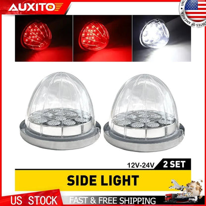 Set of 2 Red White LED Clearance Lights for Truck Trailer Bus