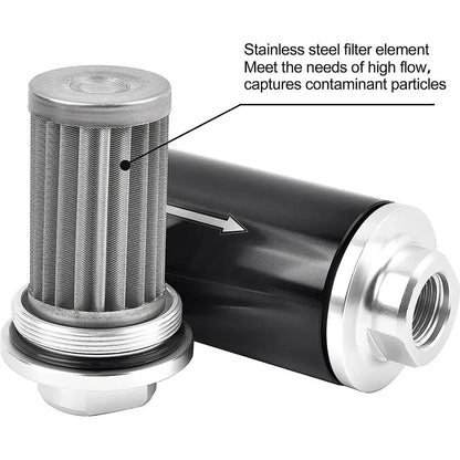 Fuel Filter Inline 100 Micron + Mount Bracket & 6AN 8AN 10AN Adapter