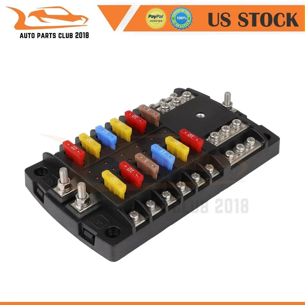 12 Way ATC ATO Blade Fuse Box for All Vehicles (Universal)