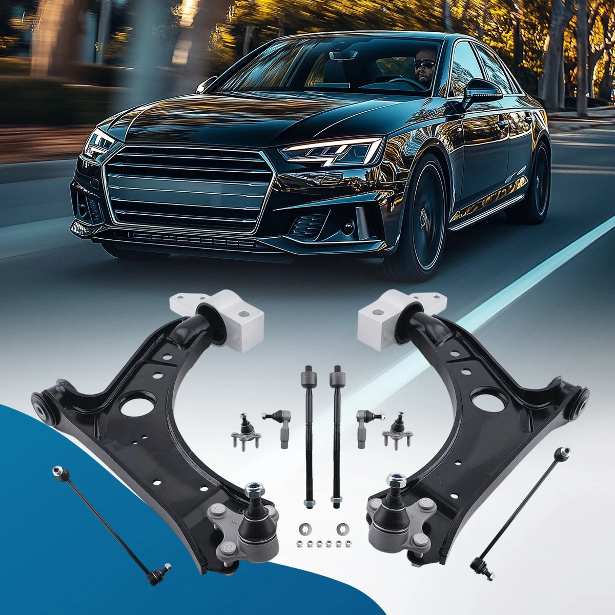 Control Arm & Front Tie Rod with Ball Joints for Jetta Golf 2006-2013