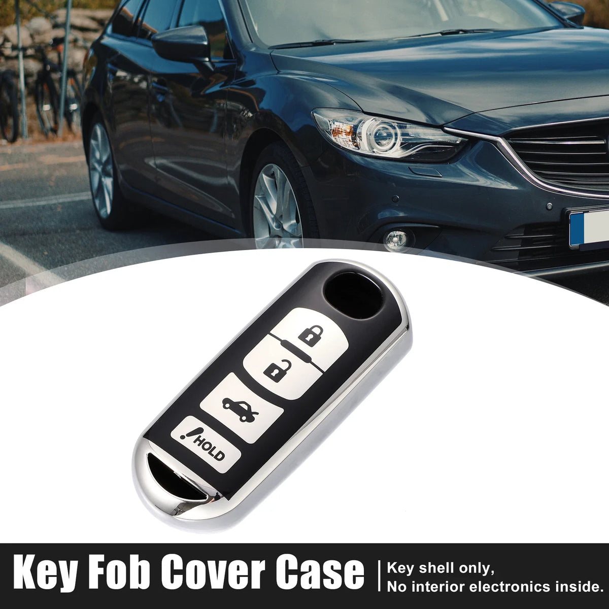 TPU Key Fob Cover Case for Mazda 3 (2014–2022) Silver Tone