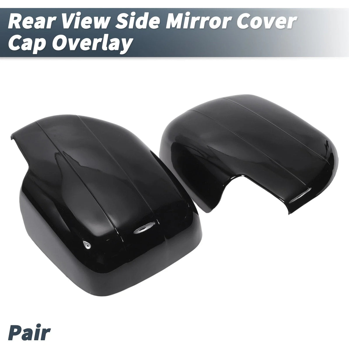 Pair Rearview Mirror Cap Overlay Gloss Black for Lexus Land Cruiser (2008–2021)