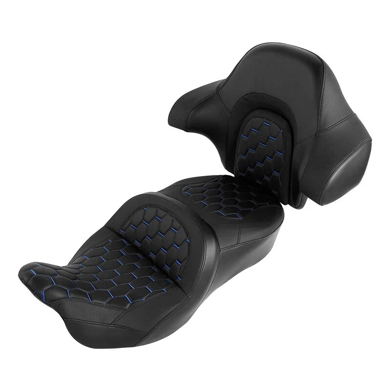 Driver Passenger Seat Backrest for Electra Tri Glide 2014-2023 Black Blue