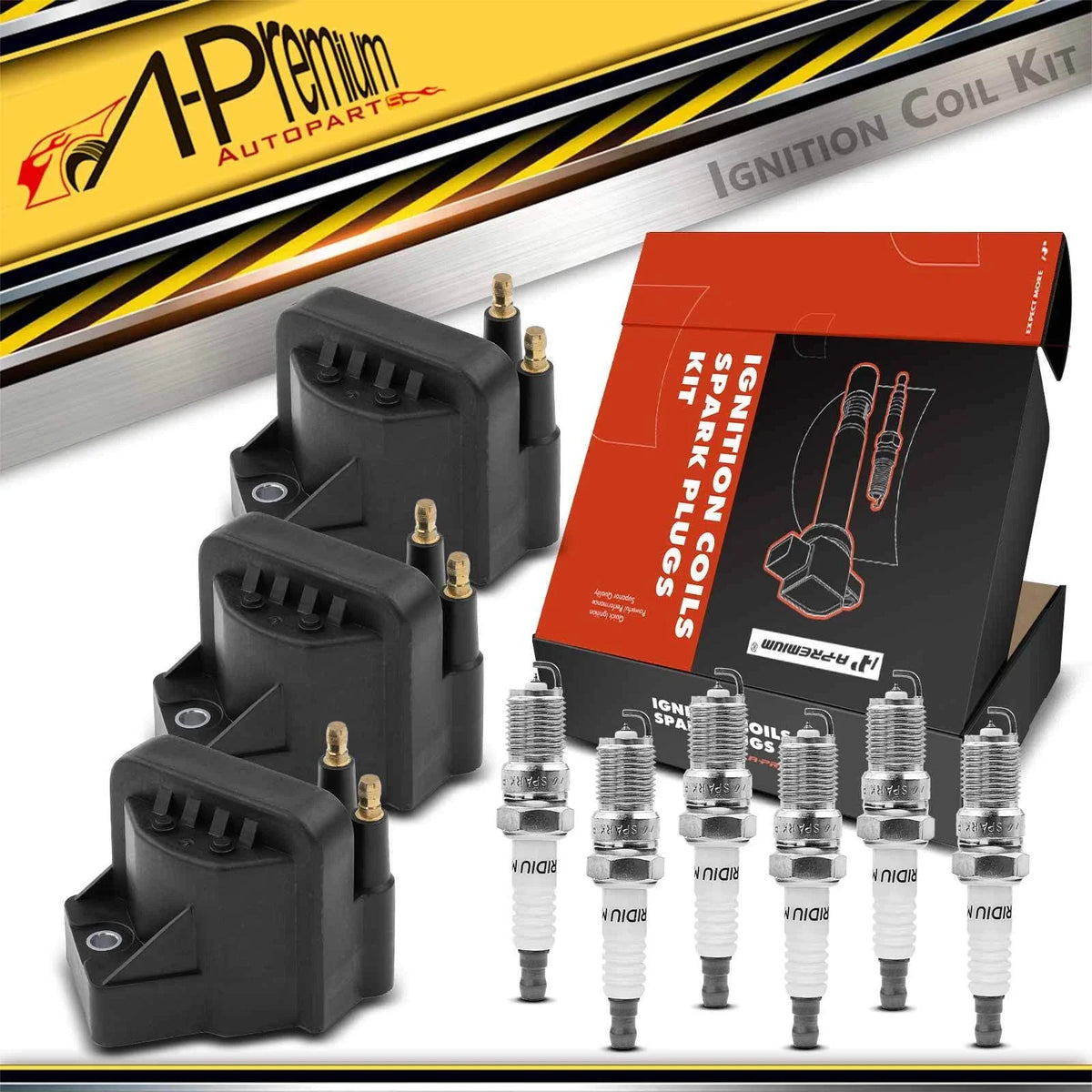 3X Ignition Coils & 6X Iridium Spark Plugs for Chevy Malibu (1999–2003)