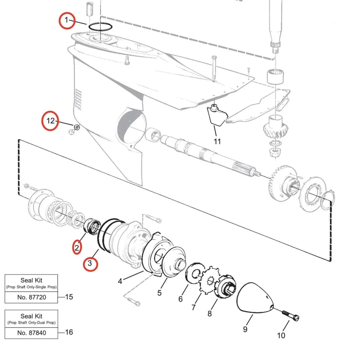 Lower Unit Oil Seal & O-ring Set for Volvo Penta (897426, 925261, 925256, 955974)