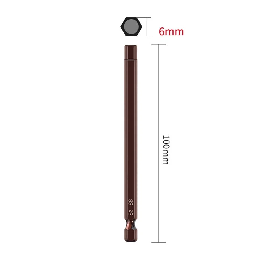 Set of 2 Hex Head Screwdriver Bits 1.5mm 6mm 100mm Length
