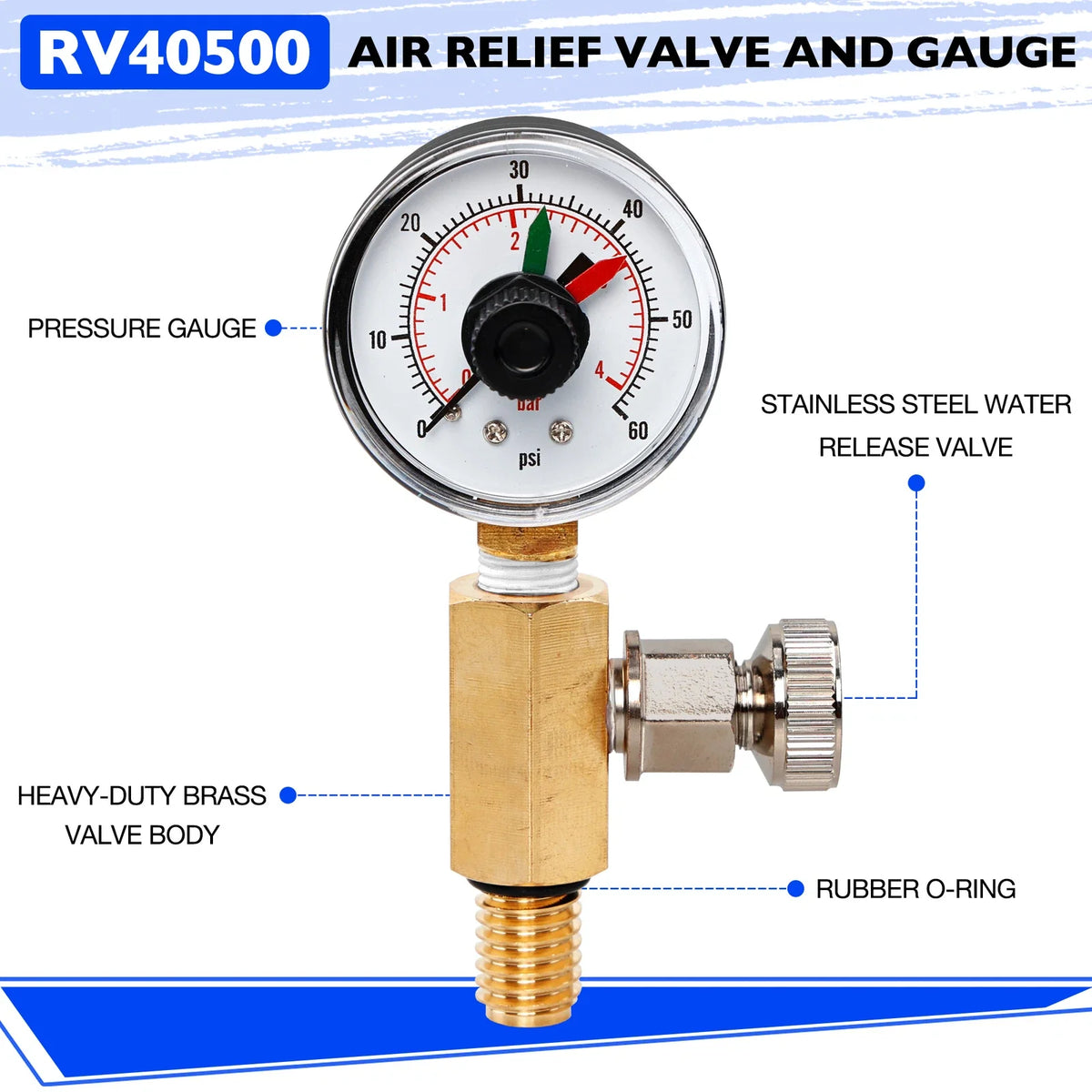 Pressure Gauge Filter and Air Relief Valve Assy for Jandy CV CL DEV