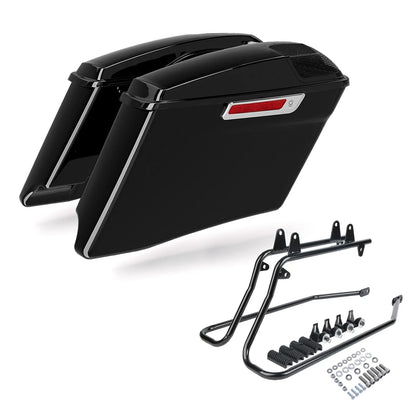 Hard Saddlebags 4" Stretched & Brackets for Harley Softail 1984-2017