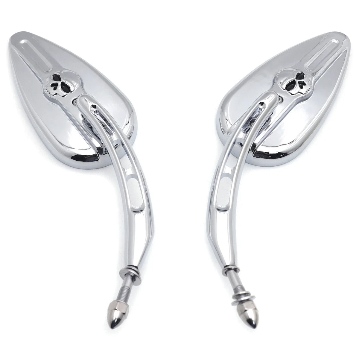 Chrome Skull Side Mirrors for Harley Softail Models (2014-2023)